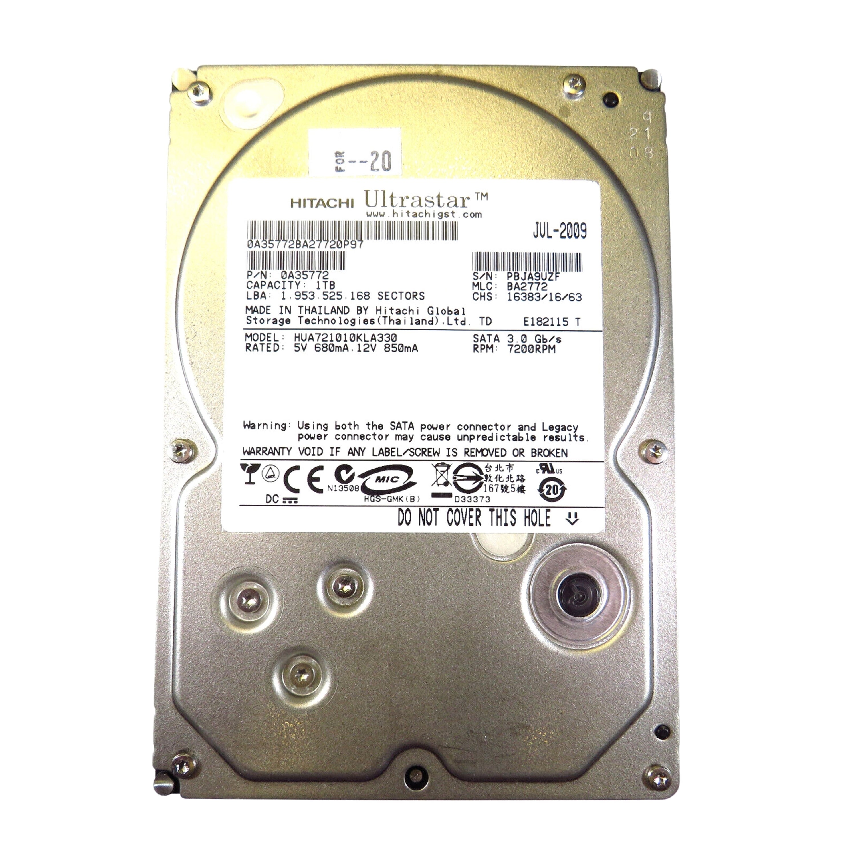 Dell 0A35772 3.5" 1TB 7200RPM SATA II Hard Disk Drive (HDD), Silver (Refurbished)