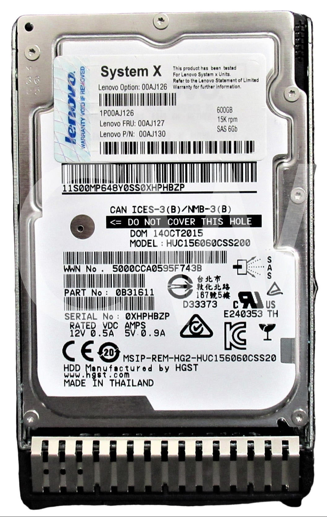 IBM 00AJ127 00AJ126 00AJ130 600GB 15K RPM 6Gb/s 2.5" SAS SERVER Hard Drive