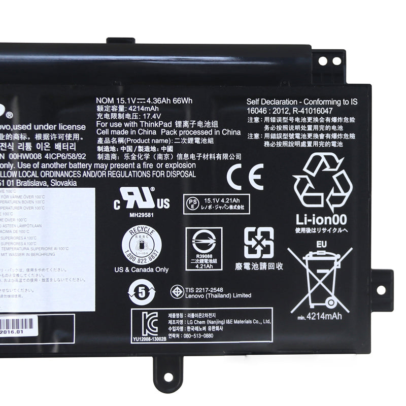 Lenovo 00HW008 00HW009 00HW014 ThinkPad Yoga 15 Battery
