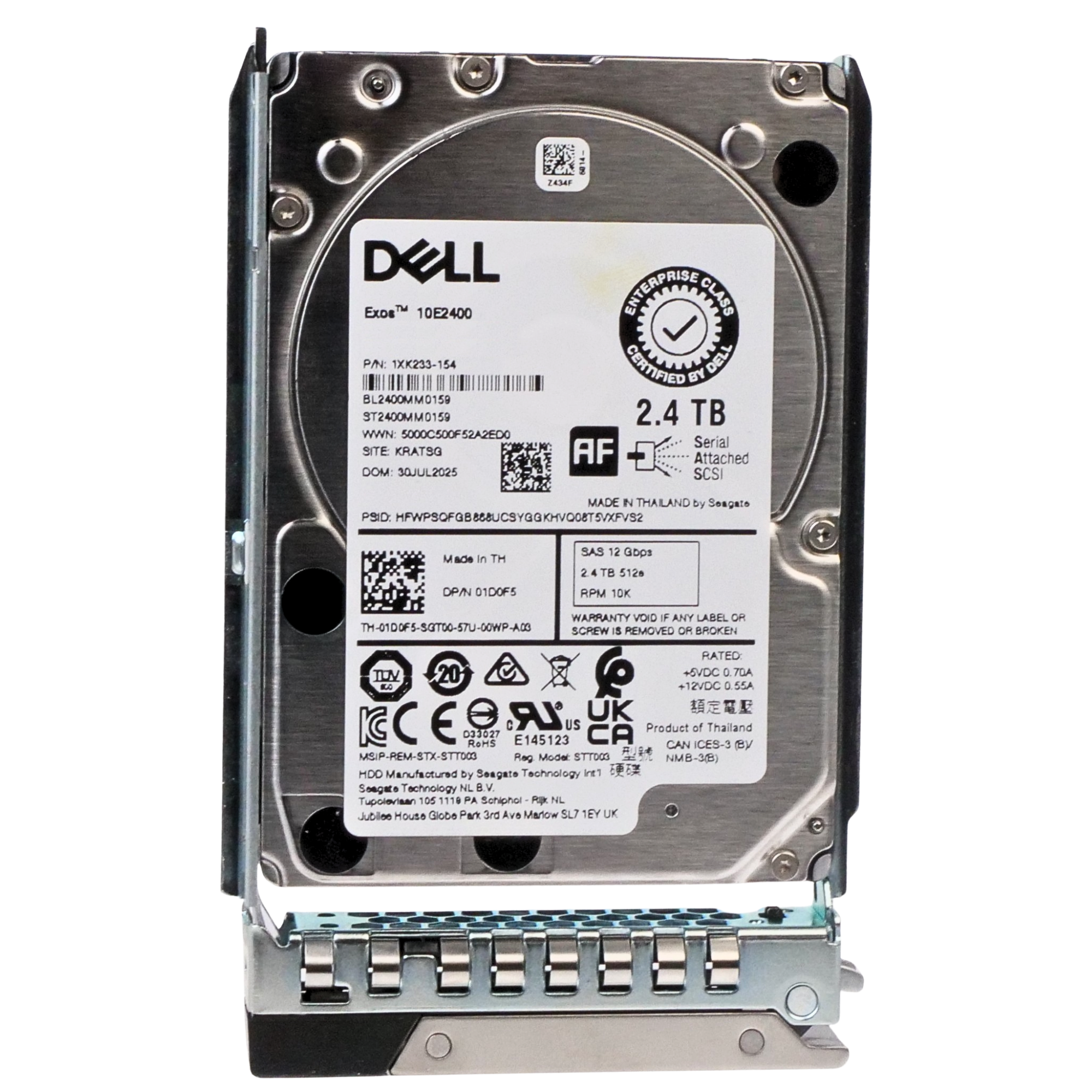 Dell G14 345-BEFW 2.4TB 10K RPM SAS 12Gb/s 512e 256MB 2.5in Recertified HDD