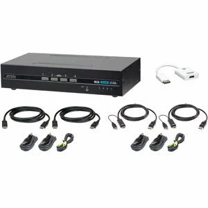 ATEN 4-Port USB DisplayPort/HDMI Dual Display Universal Secure KVM Switch Kit (PSD PP v4.0 Compliant)