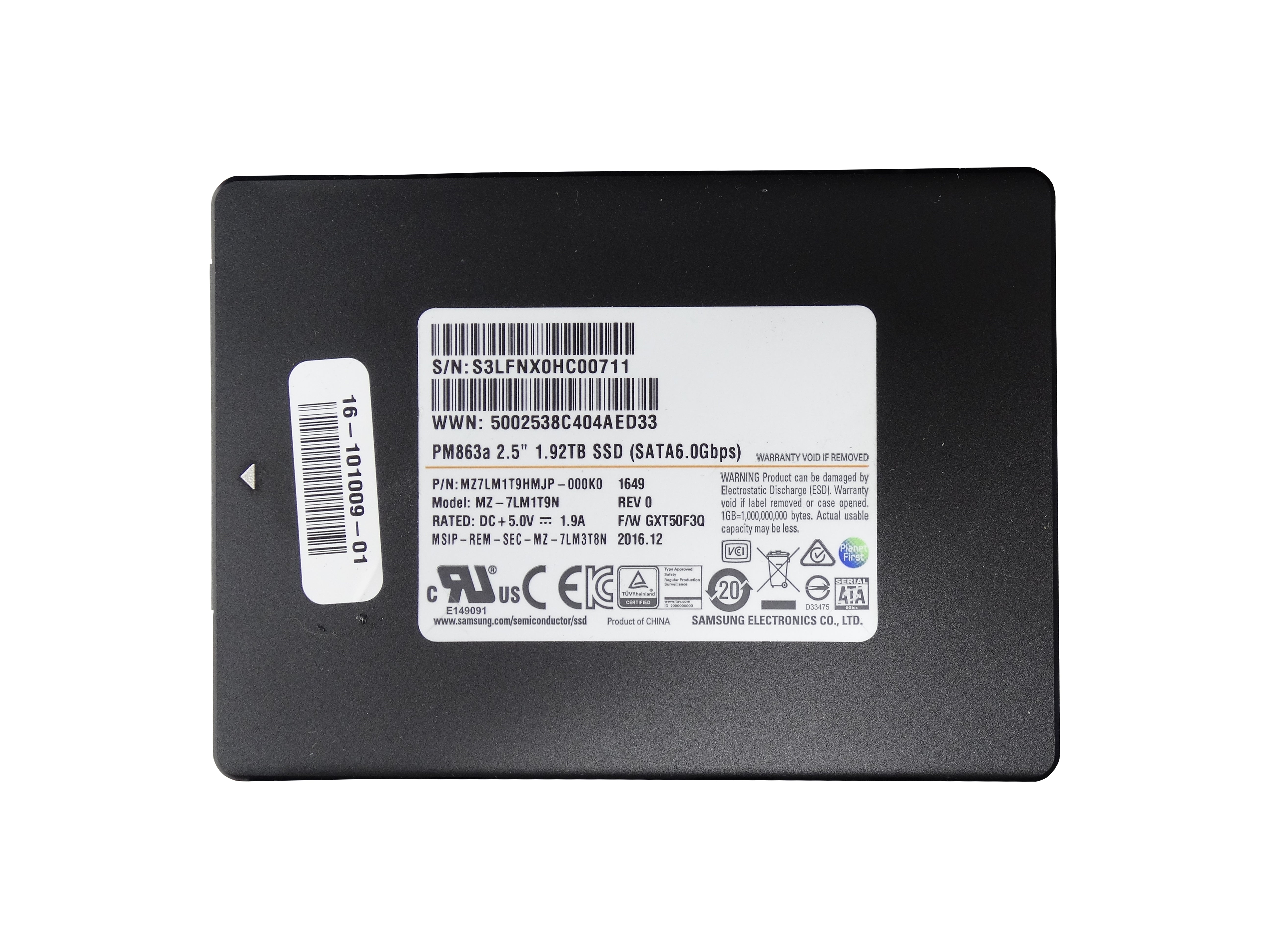 Samsung 1.92TB SATA 6G RI SFF 2.5" SSD PM863a MZ7LM1T9HMJP-000K0 MZ-7LM1T9N
