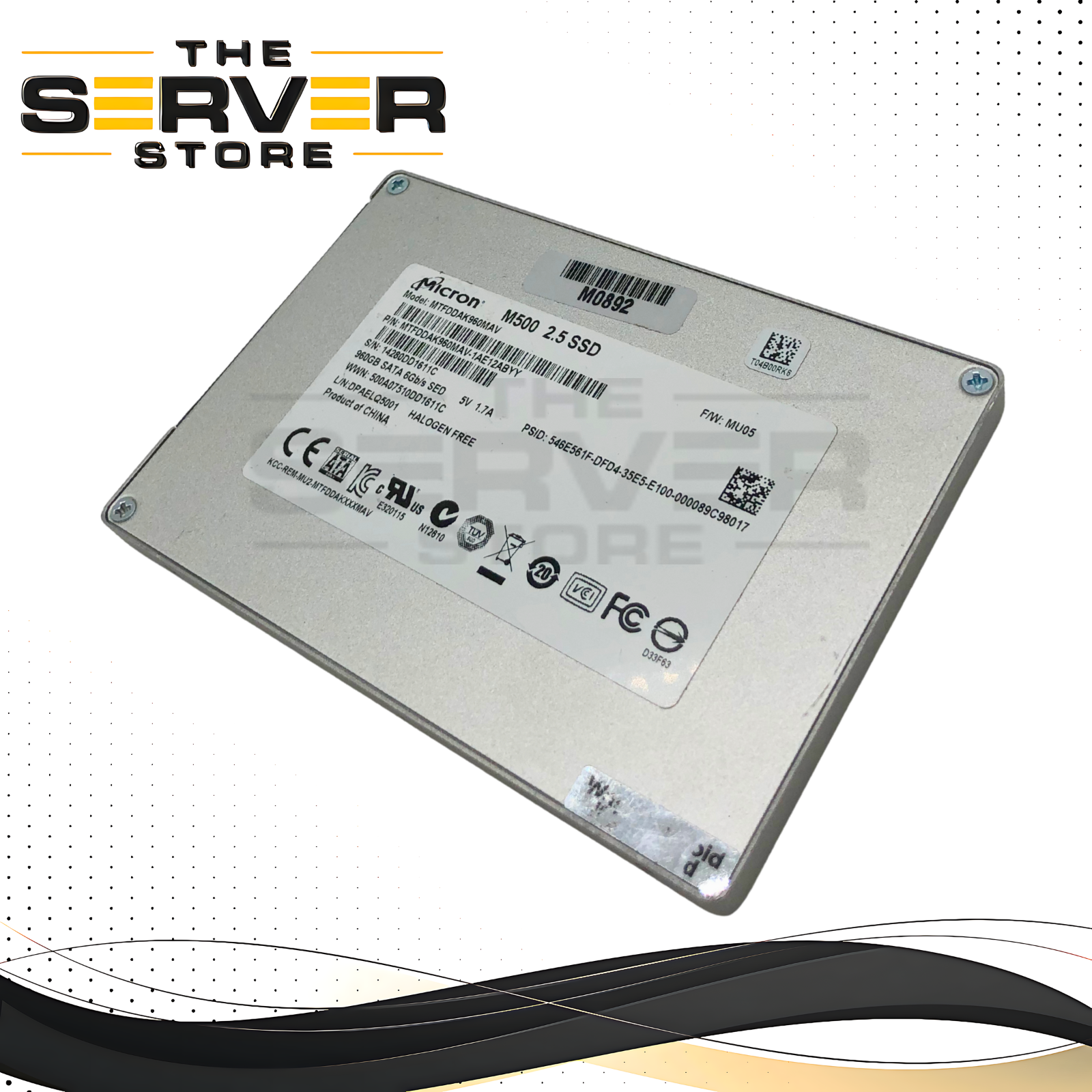 Micron M500 960GB 2.5-inch SATA III 6Gb/s Data Center Enterprise Solid State Drive (SSD). P/N: MTFDDAK960MAV-1AE12ABYY.
