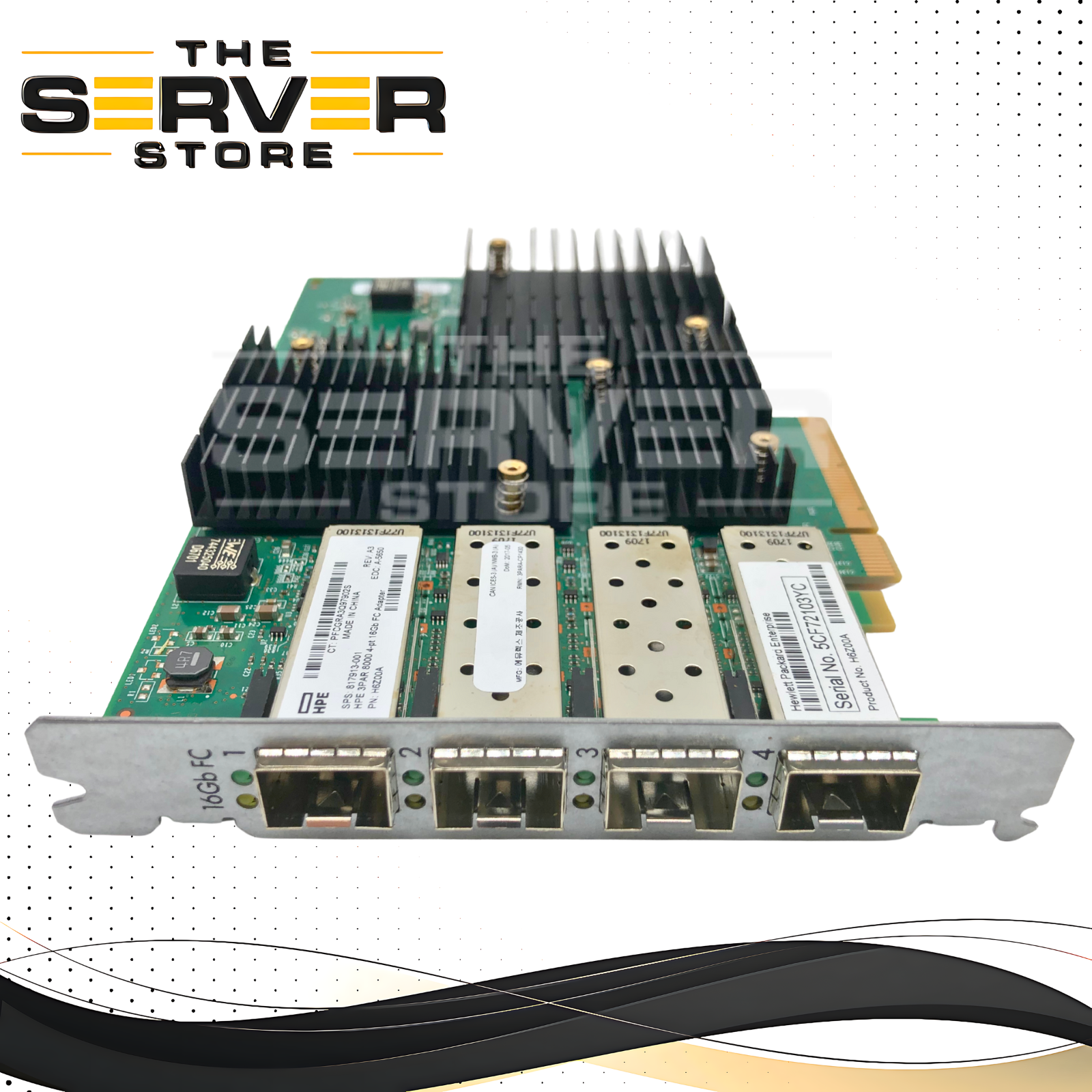 HPE 3PAR 8000 4-Port 16Gb/s Fibre Channel (FC) Host Bus Adapter. P/N: H6Z00A, 5697-3646, E7Y10-63011, P007976-41J REV B, 817913-001.