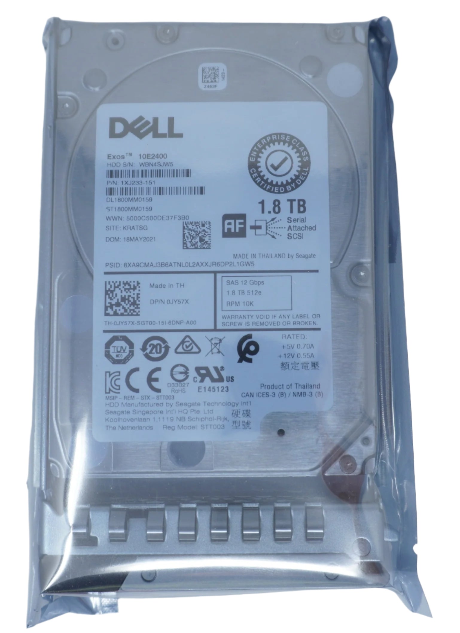 Dell 1.8TB SAS 10k 2.5" 12G 512e Hard Drive JY57X ST1800MM0159 g14