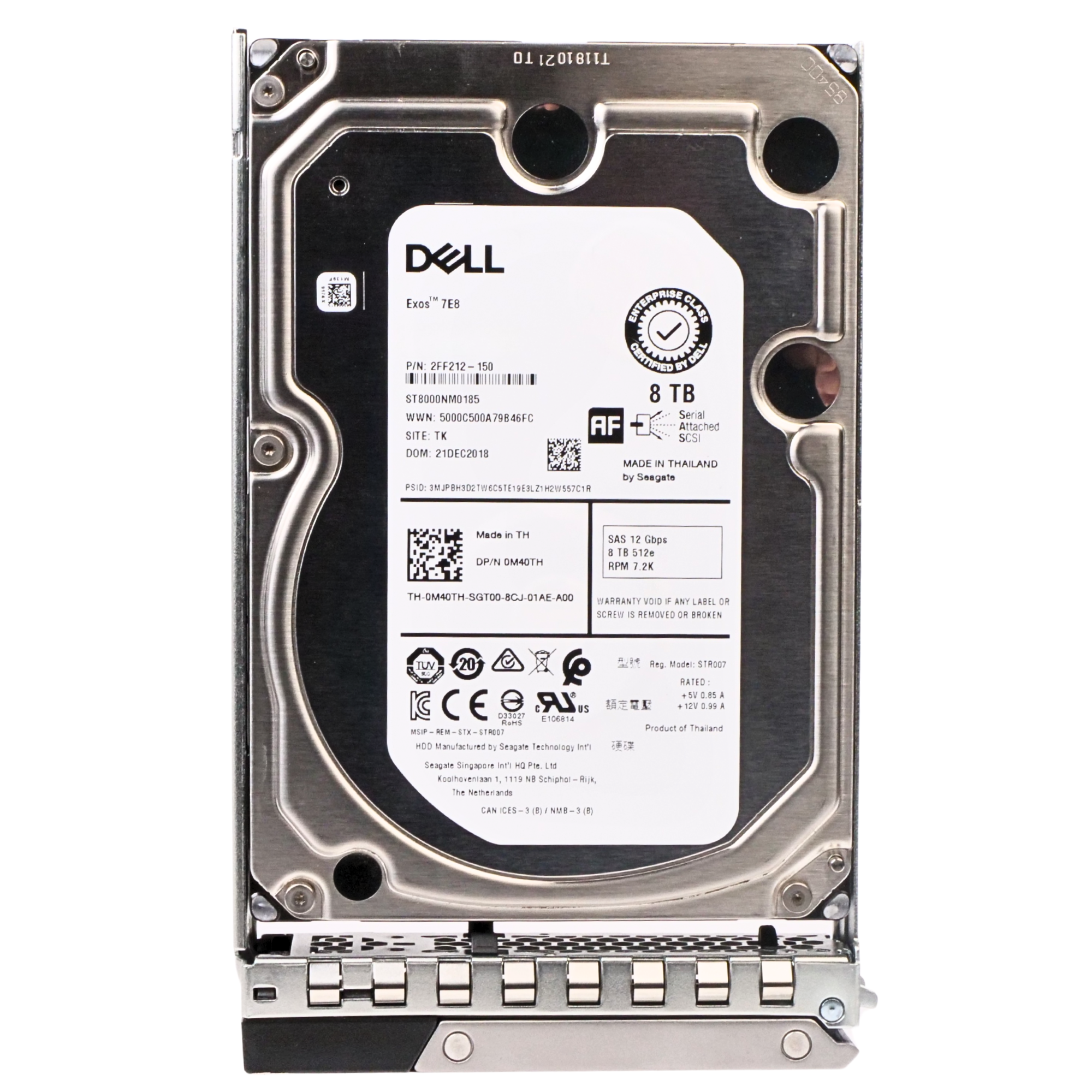 Dell G14 0FV725 8TB 7.2K RPM SAS 12Gb/s 512e 3.5in Refurbished HDD