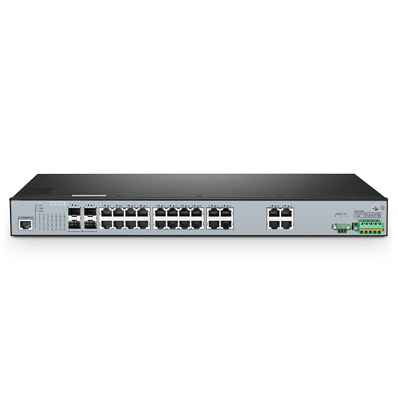 FS-IES5100-24TF, 24-Port Gigabit Ethernet L2+ Managed Industrial Switch, 24 x 10/100/1000BASE-T, with 4 x 1Gb SFP, -40 to 85°C Operating Temperature