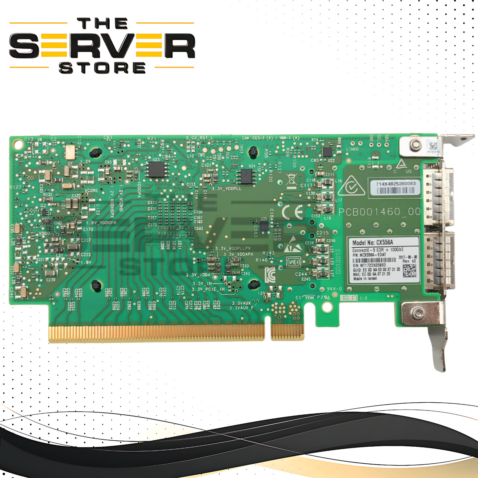 Mellanox ConnectX-5 VPI Adapter Card. EDR InfiniBand (100Gb/s) & 100GbE. Dual-Port QSFP28. PCIe 4.0 x16. Low Profile. P/N: MCX556A-EDAT.