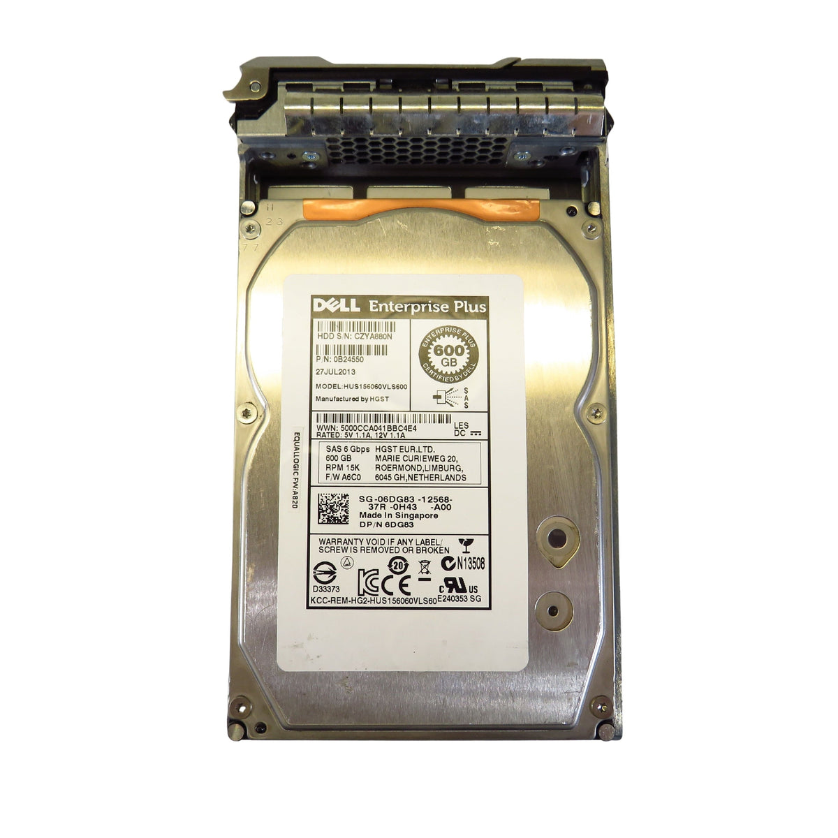 EqualLogic 6DG83 600GB 15K RPM 3.5" SAS 6Gbps LFF HDD Hard Drive (Refurbished)
