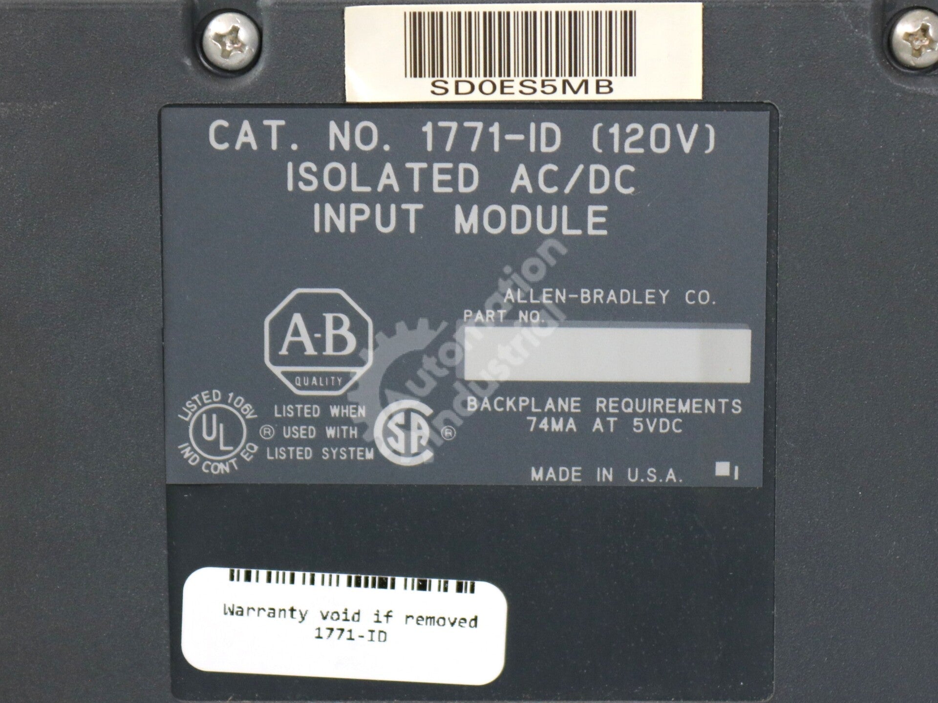 1771-ID By Allen-Bradley Isolated AC/DC 120V 6-Point Input Module