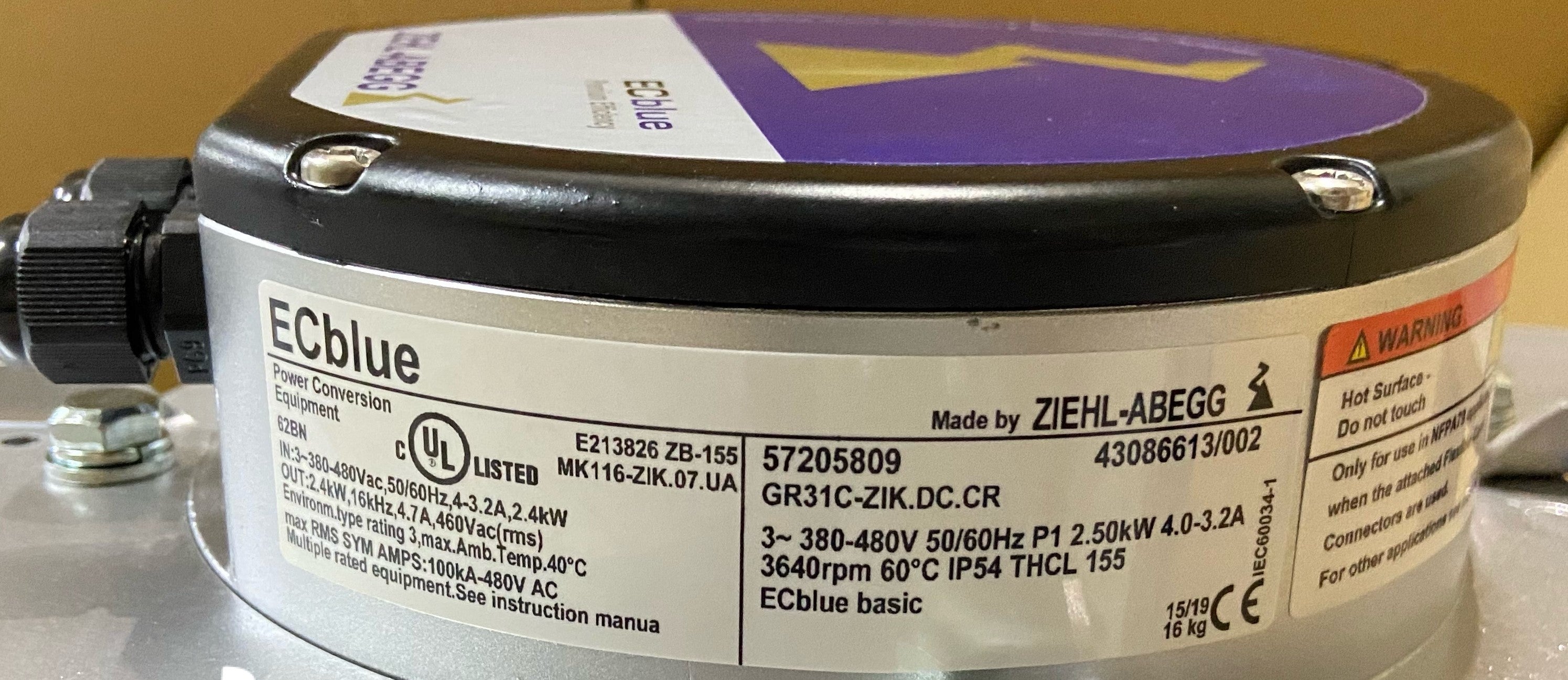 GR31C-ZIK.DC.CR ZIEHL-ABEGG centrifugal fan 380-480V