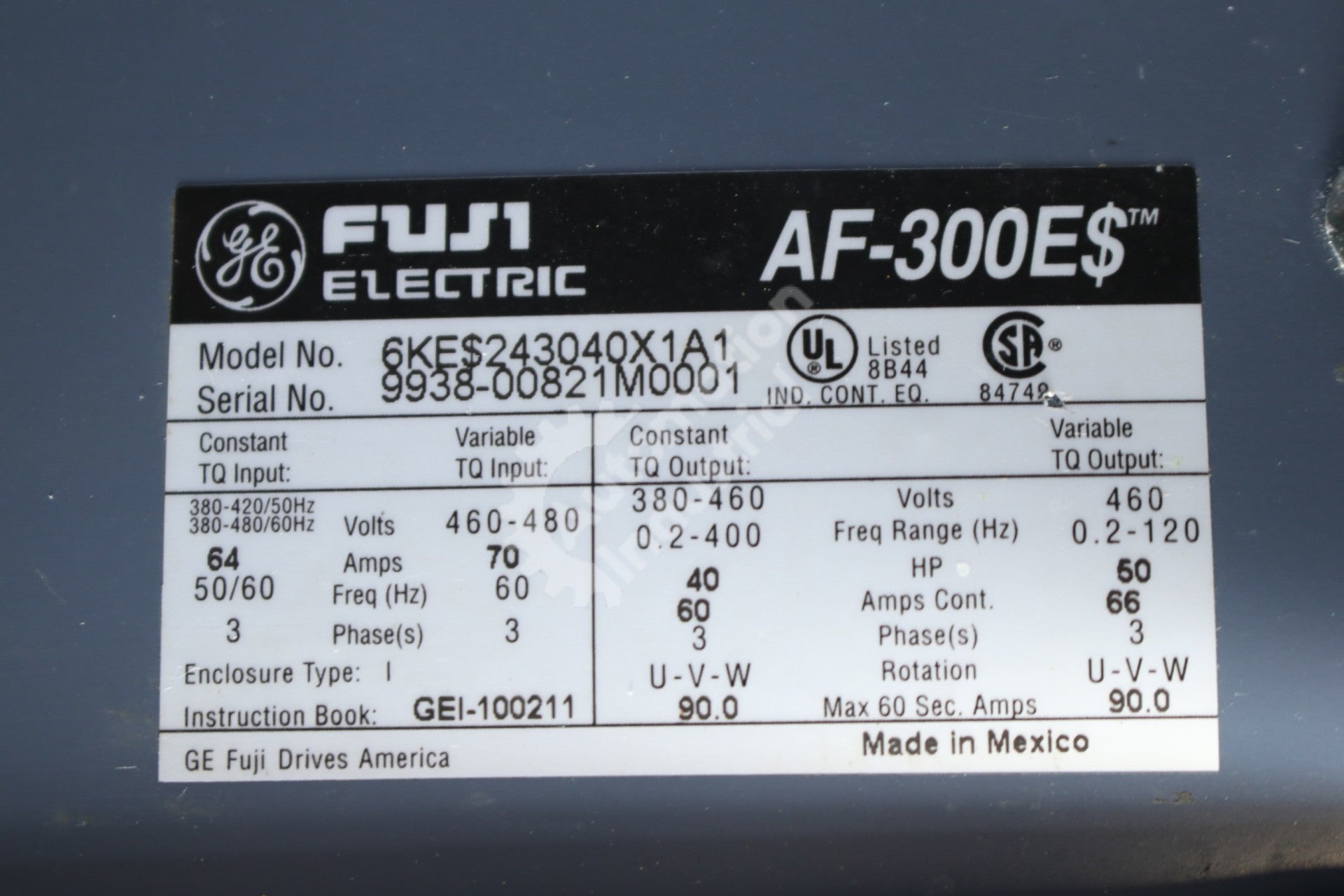 General Electric GE Fuji 6KE$243040X1A1 40HP Drive