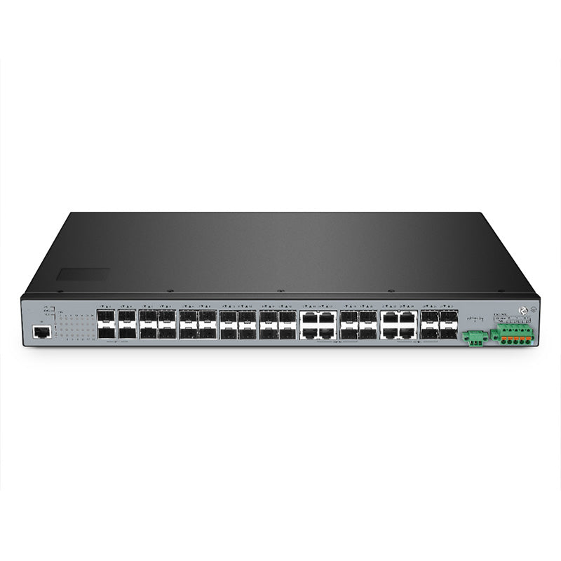 FS-IES5100-24FS, 24-Port Gigabit Ethernet L2+ Managed Industrial Switch, 24 x 1Gb SFP, with 8 x 1Gb Combo and 4 x 10Gb SFP+, -40 to 85°C Operating Temperature