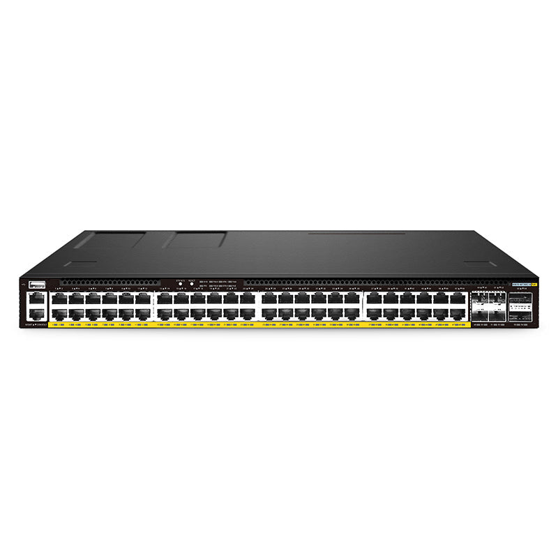 FS-S5870-48T6BC-U, 48-Port Ethernet L3 PoE++ Switch, 48 x PoE++ Ports @1560W, with 4 x 25Gb SFP28 and 2 x 100Gb QSFP28 Uplinks, PicOS®, Support EVPN-VXLAN&MLAG, Broadcom Chip
