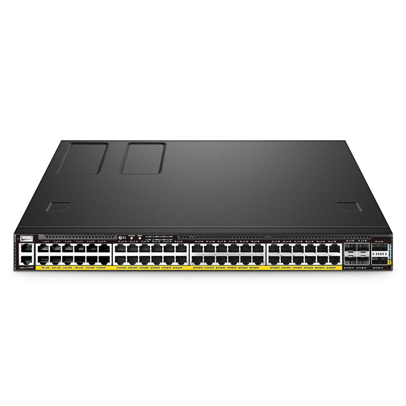 FS-S5870-48MX6BC-U, 48-Port Ethernet L3 PoE++ Bare Metal Switch, 36 x 2.5Gb PoE++ Ports, 12 x 10Gb PoE++ Ports @2100W, with 4 x 25Gb SFP28 and 2 x 100Gb FS-QSFP28 Uplinks, Redundant AC PSUs, C2P Airflow, Support MLAG, Broadcom TD3-X3 Chip