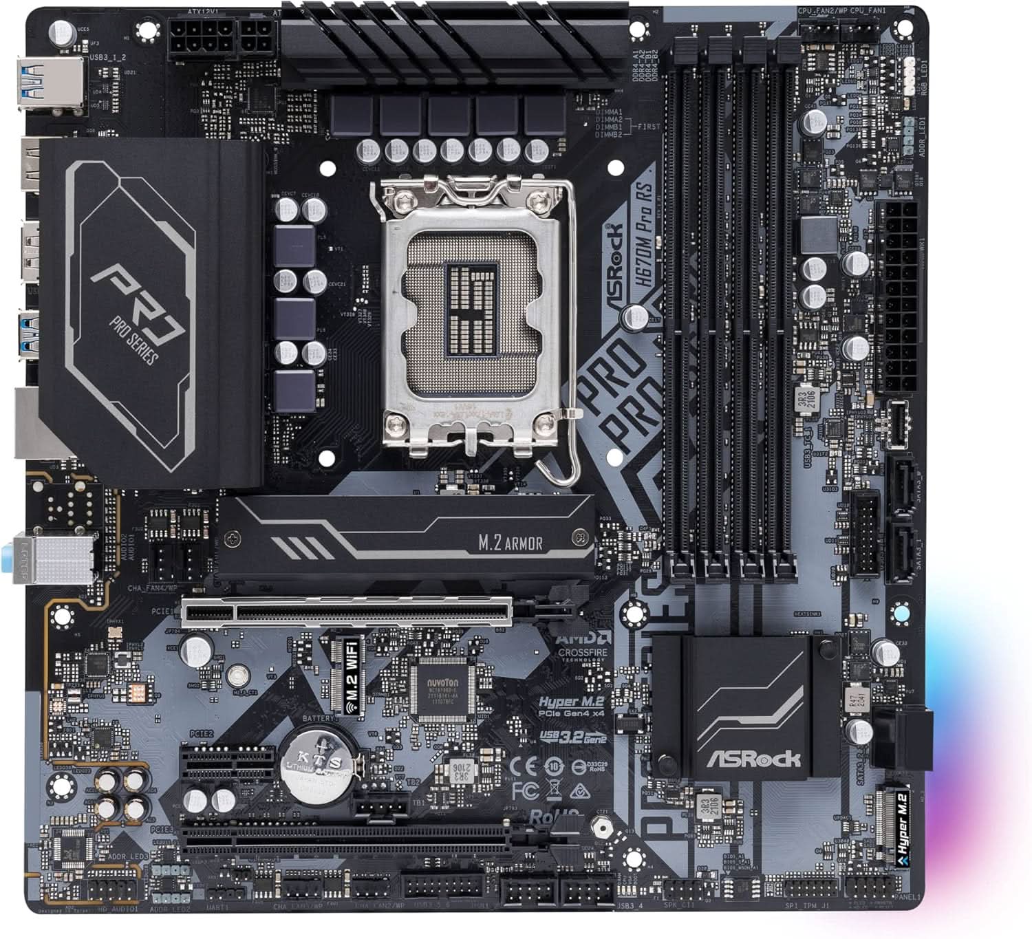 ASRock MB H670M PRO RS H670 LGA1700 Max128GB DDR4 Micro ATX Retail