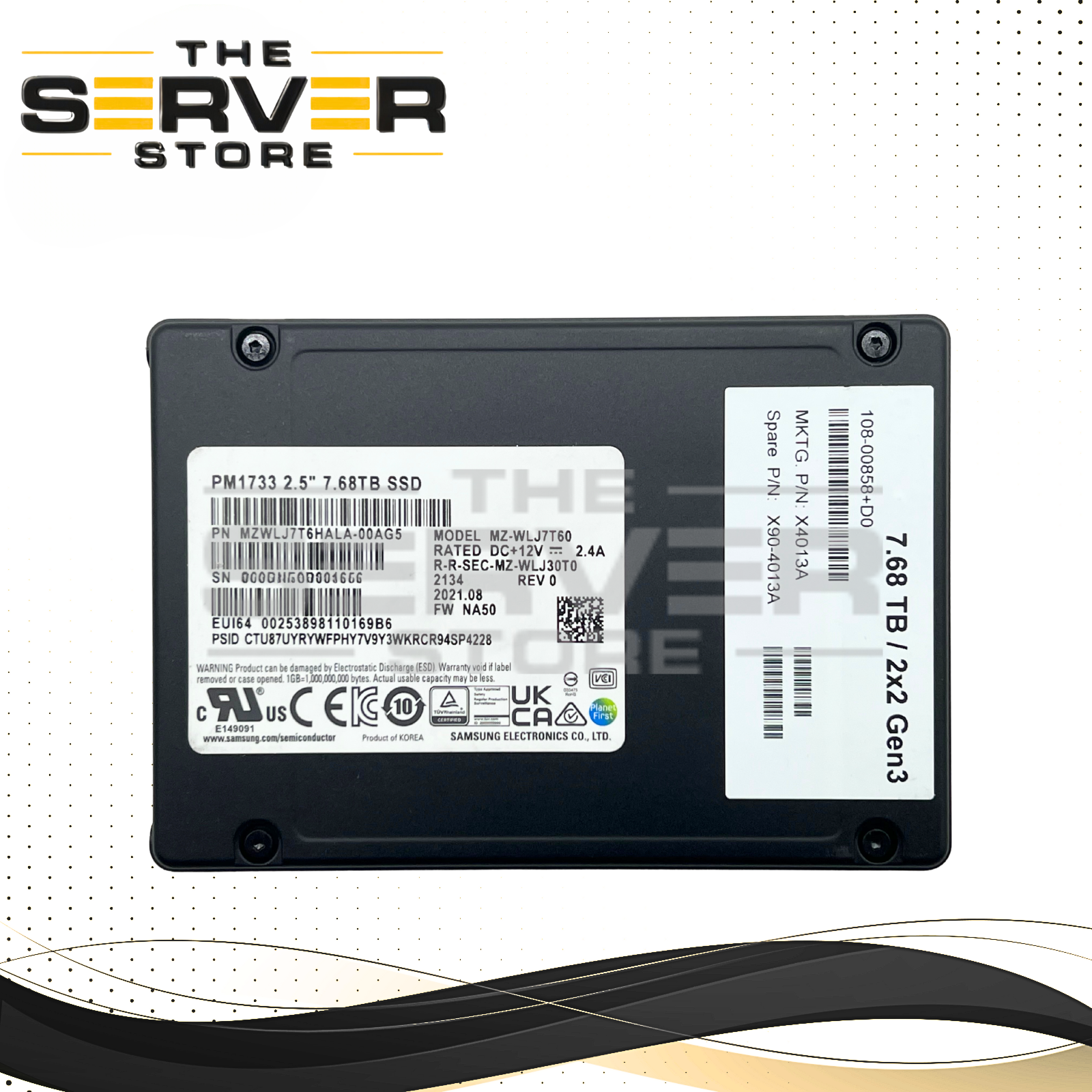 NetApp 7.68TB NVME U.2 PCIe Gen 4.0 x4 RI SFF 2.5" SSD Samsung PM1733 Series MZ-WLJ7T60 X4013A X90-4013A