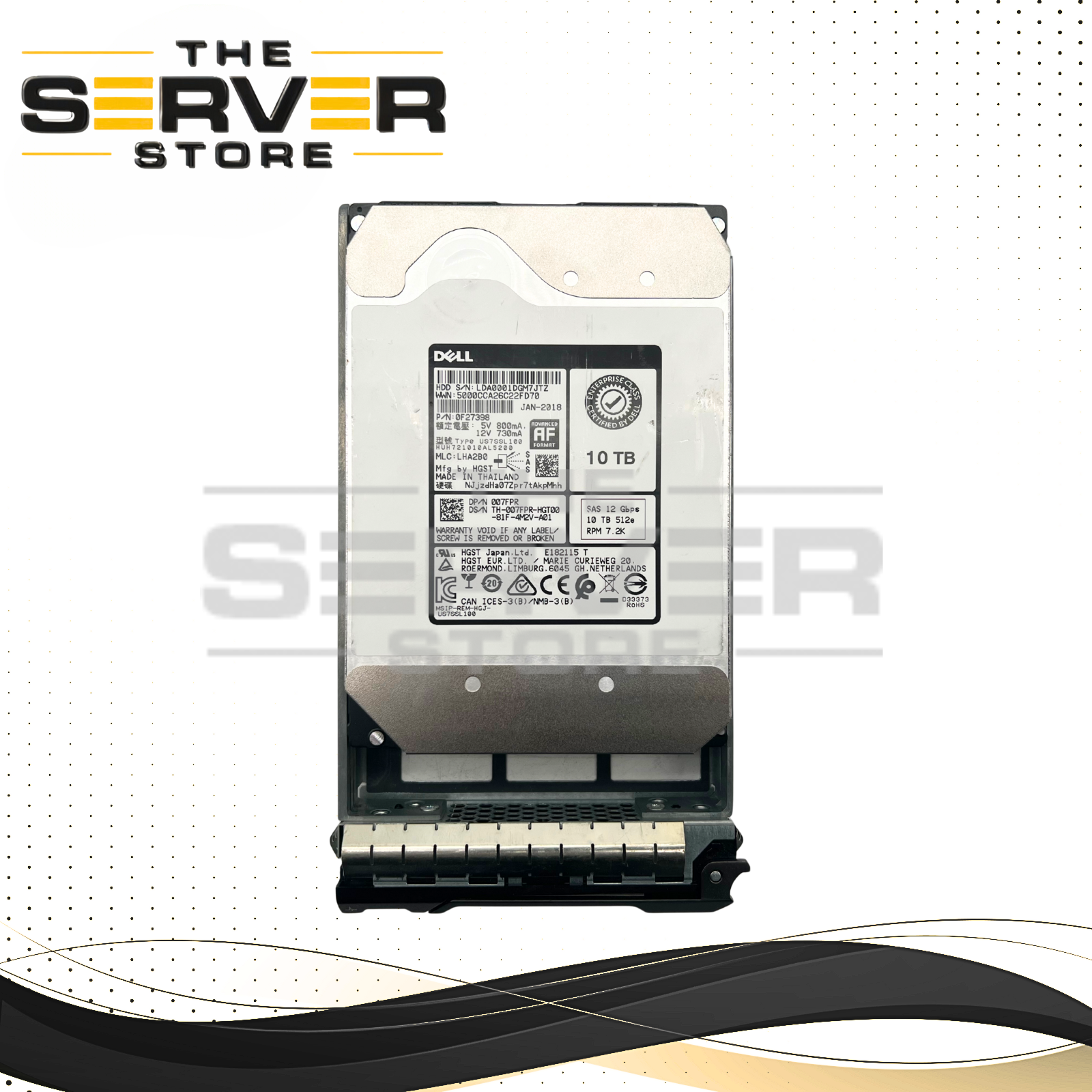 Dell 10TB SAS 12G 7.2K 3.5" SED HDD Ultrastar HC510 HUH721010AL5200 007FPR 07FPR