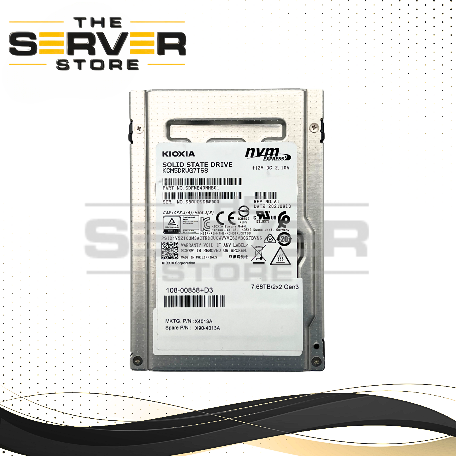 NetApp 7.68TB NVME U.2 PCIe Gen 3.0 x4 RI SFF 2.5" SSD Kioxia CM5-R Series KCM5DRUG7T68 X4013A X90-4013A