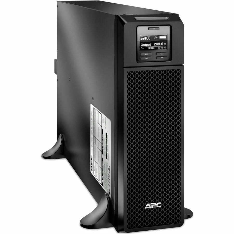 APC Smart-UPS On-Line, 5kVA, Tower, 208V, 4x C13+4x C19 IEC outlets, Network Card+SmartSlot, Extended runtime, W/O rail kit