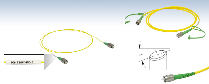 T-P3-405B-FC-5 - Single Mode Patch Cable, 405 - 532 nm, FC/APC, Ø3 mm Jacket, 5 m Long