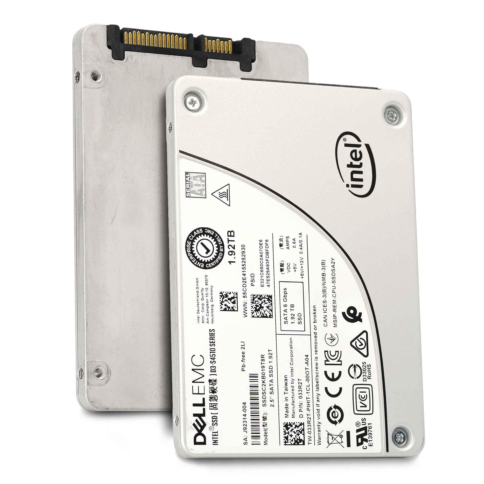 Dell S4510 33R2T SSDSC2KB019T8R 1.92TB SATA 6Gb/s 1DWPD Read Intensive 2.5in Refurbished SSD