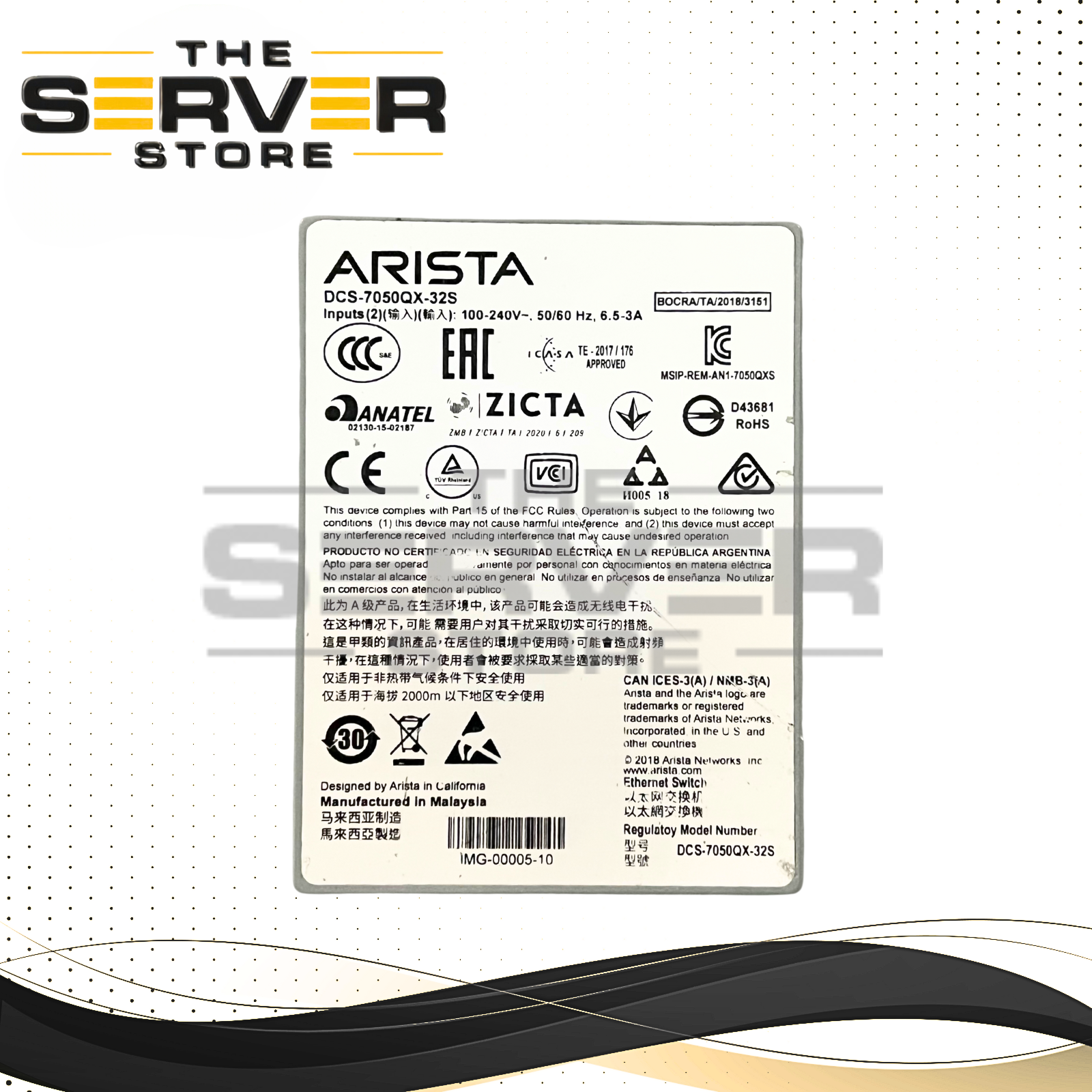 Arista Ethernet Switch 32xQSFP+ & 4xSFP+ 2X 500W AC 7050QX DCS-7050QX-32S-R