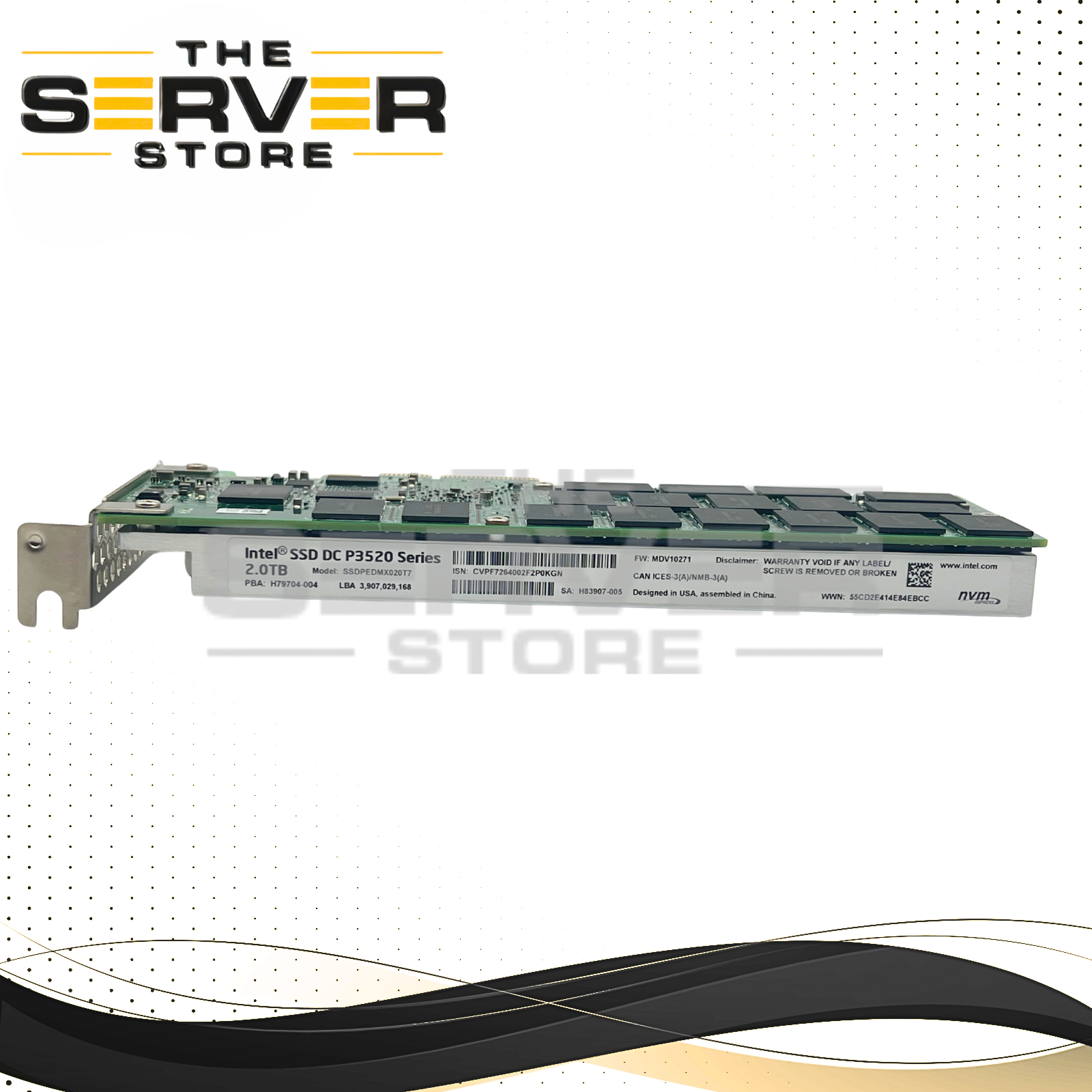 Intel 2TB NVMe HHHL PCIe Gen 3.0 x4 Add-in Card SSD DC P3520 Series SSDPEDMX020T7