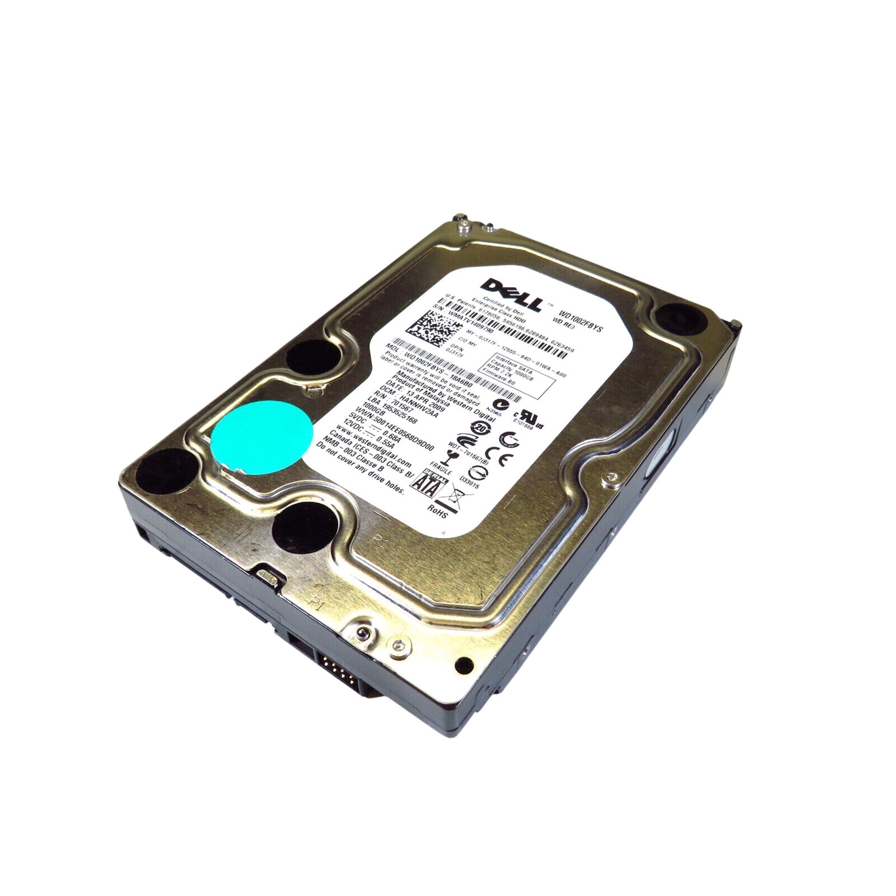 Dell J317F 3.5" 1TB 7200RPM SATA II Hard Disk Drive (HDD), Silver (Refurbished)