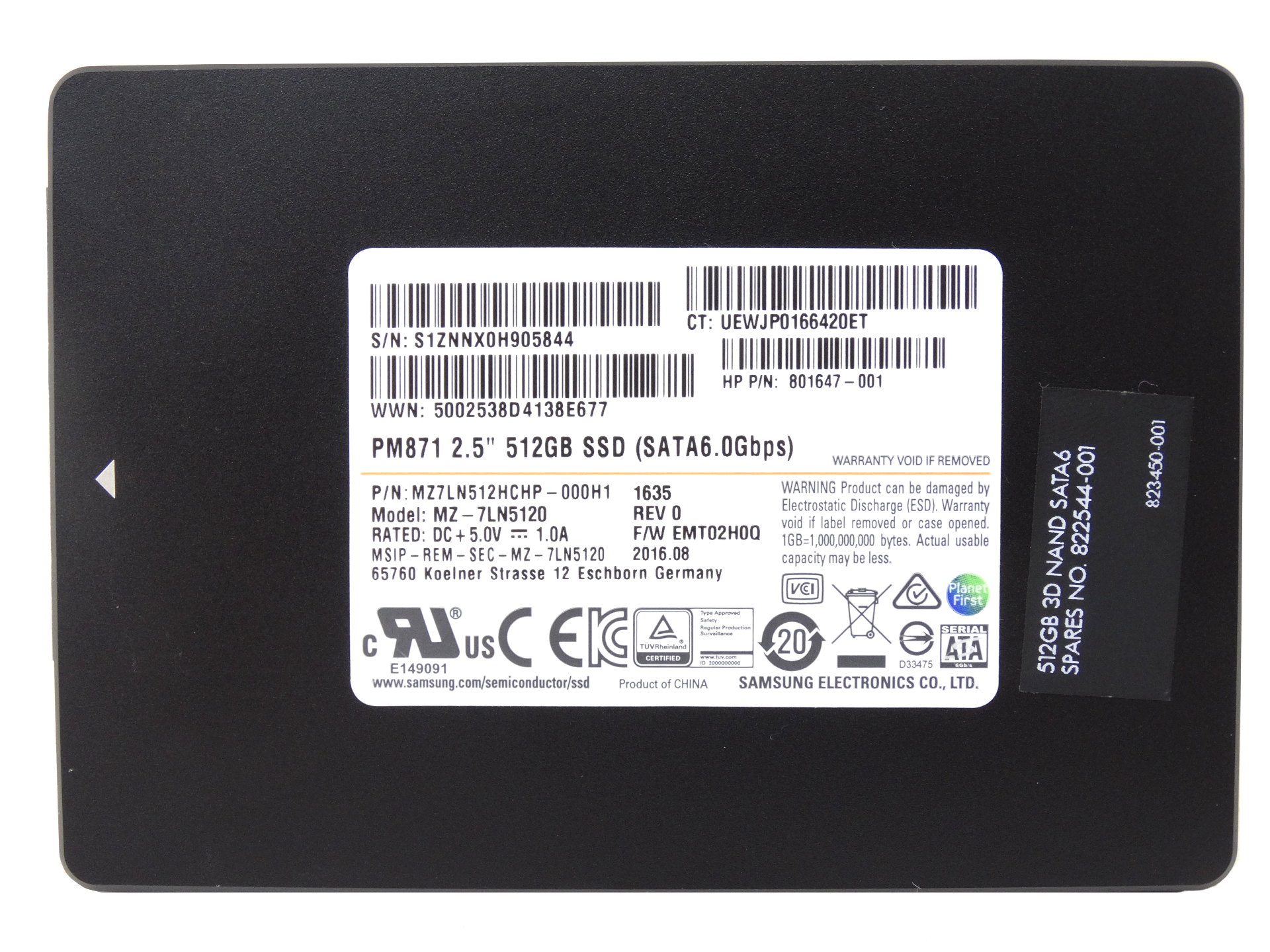 HP 512GB TLC SATA 6Gbps 2.5'' SSD Solid State Drive (822544-001)