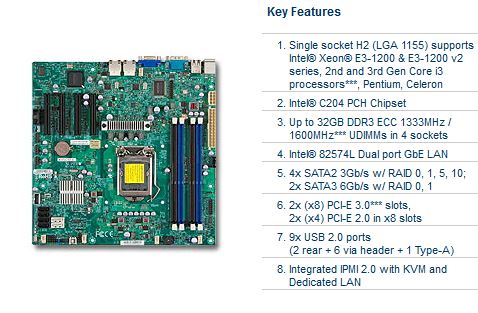 Supermicro Intel Xeon LGA 1155 DDR3 uATX Motherboard (X9SCM-IIF)