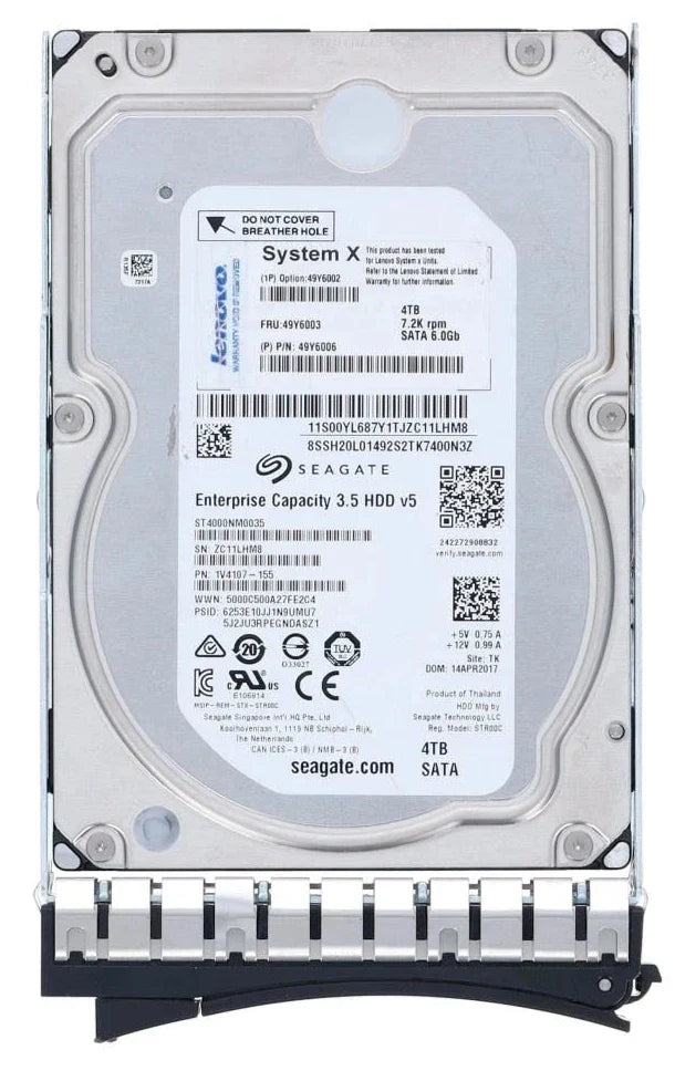 49Y6003 49Y6002 49Y6006 IBM 4TB 7.2K RPM 6Gb/s 3.5" SATA SERVER Hard Drive