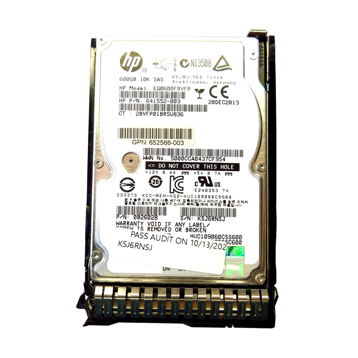 HP 653957-001 2.5" 600GB 10000RPM SAS 6Gb/s Hard Disk Drive (HDD), Silver (Refurbished)