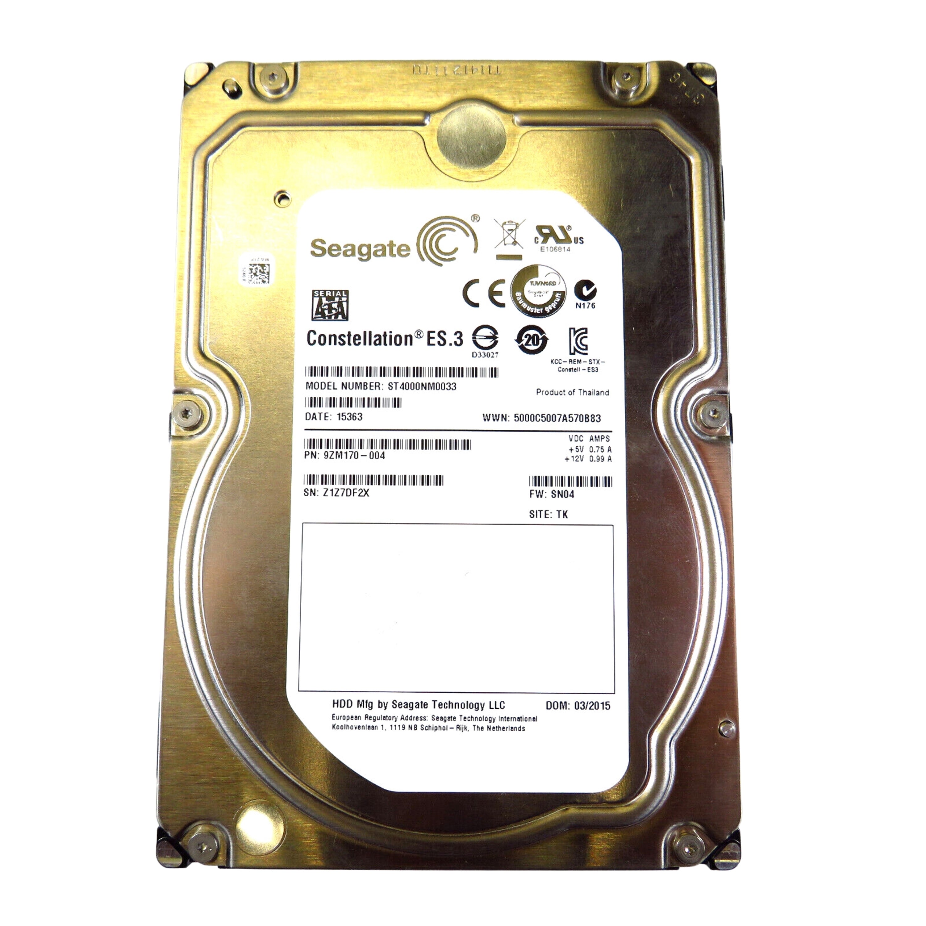 Seagate ST4000NM0033 3.5" 4TB 7200RPM SATA III Hard Disk Drive (HDD), Silver (Refurbished)