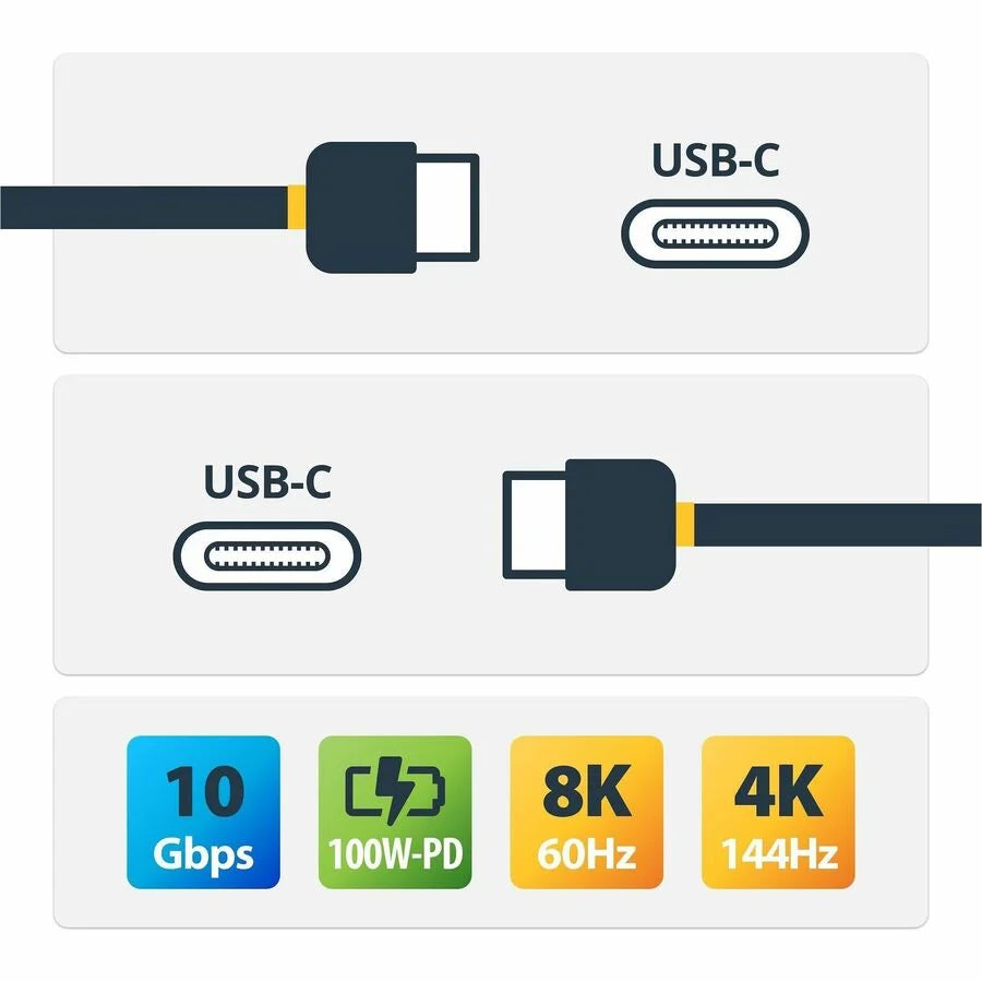 StarTech.com 20in 50cm Top Single Screw Locking USB C Cable 10Gbps, USB 3.1 Type-C Cable, 5A/100W PD, DP Alt Mode, USB-C to C Cord