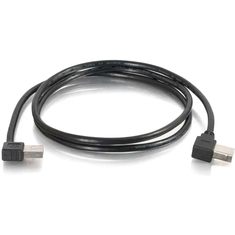 C2G 10ft Right Angle USB A to USB B Cable - USB A to B Cable - USB 2.0 - Black - M/M