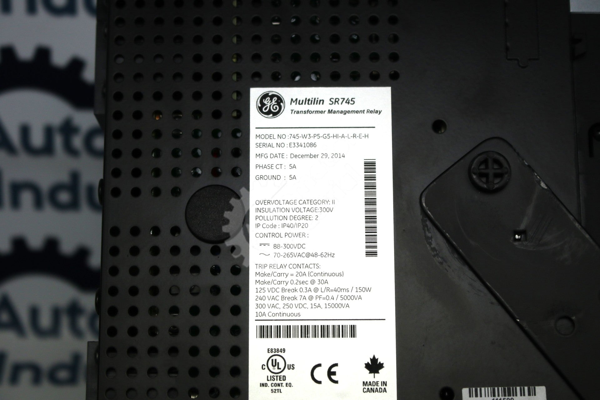 GE Multilin 745-W3-P5-G5-HI-A-L-R-E-H Transformer Protection System
