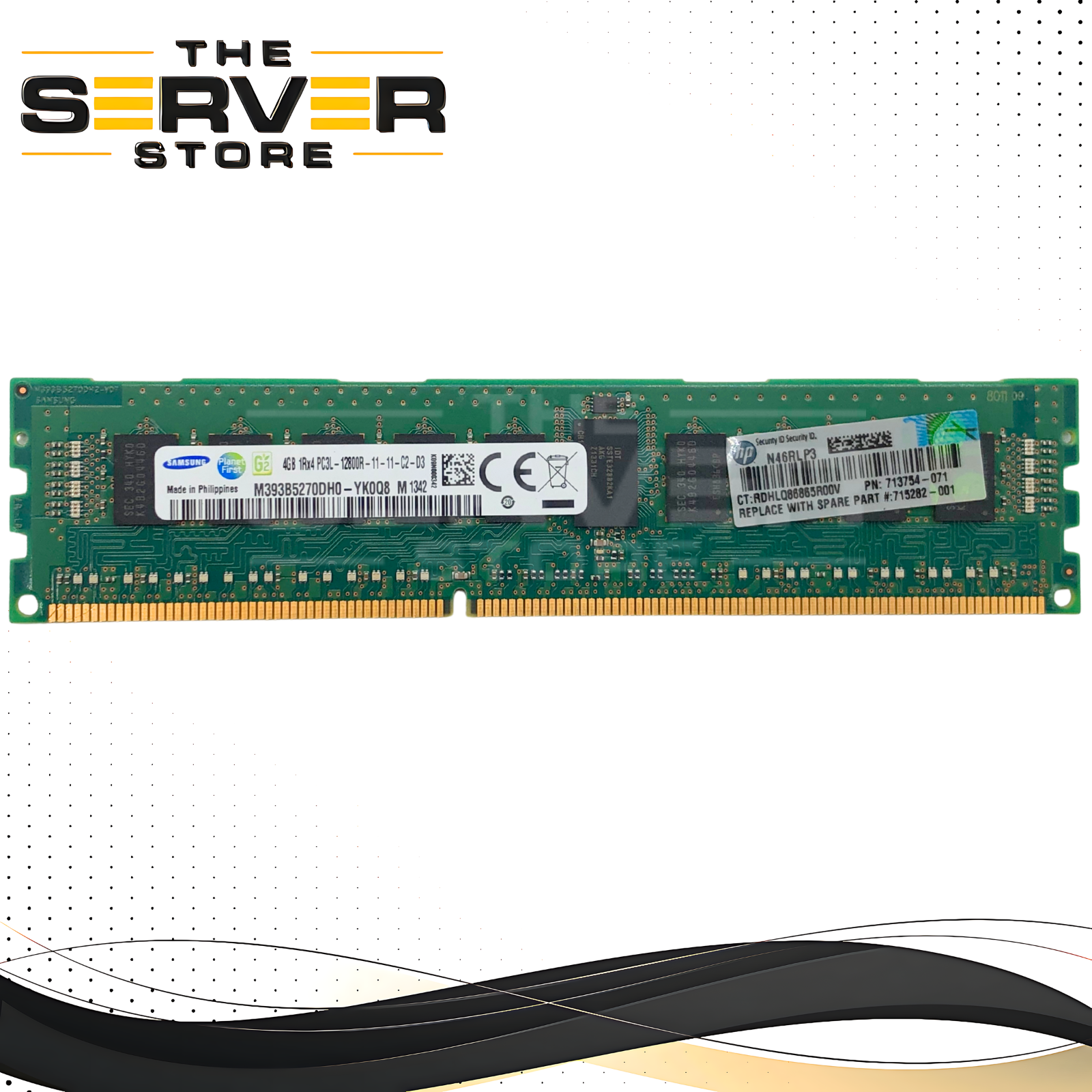 HPE 4GB DDR3L 1600MHz (PC3L-12800R) 1Rx4 ECC Registered Smart Memory Module. OEM by Samsung. P/N: 715282-001.