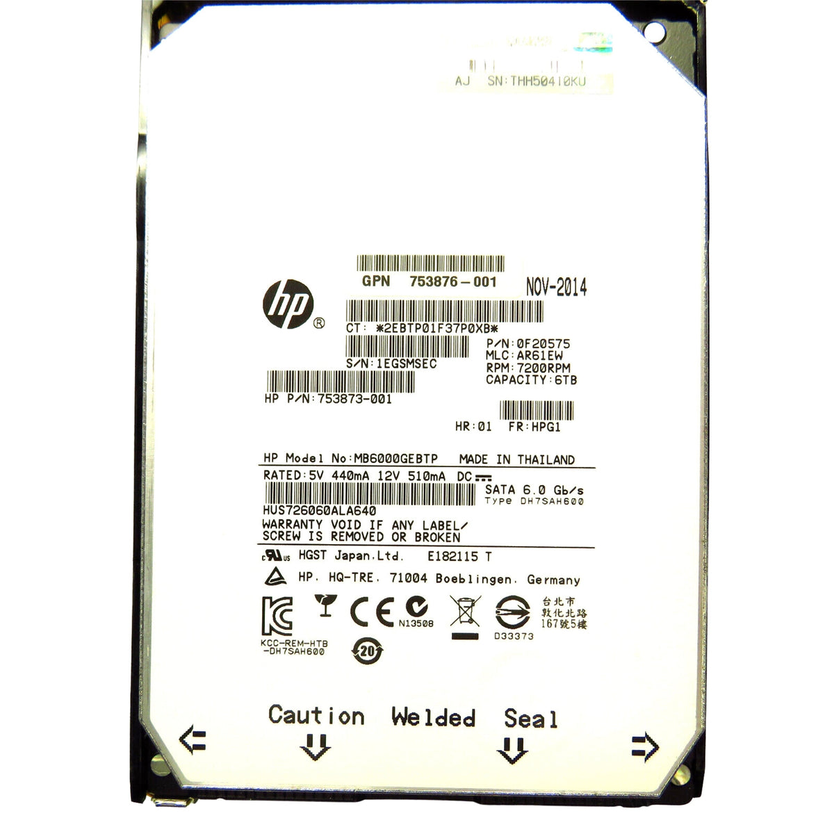 HP 761496-001 3.5" 6TB 7200RPM SATA III Hard Disk Drive (HDD), Silver (Refurbished)