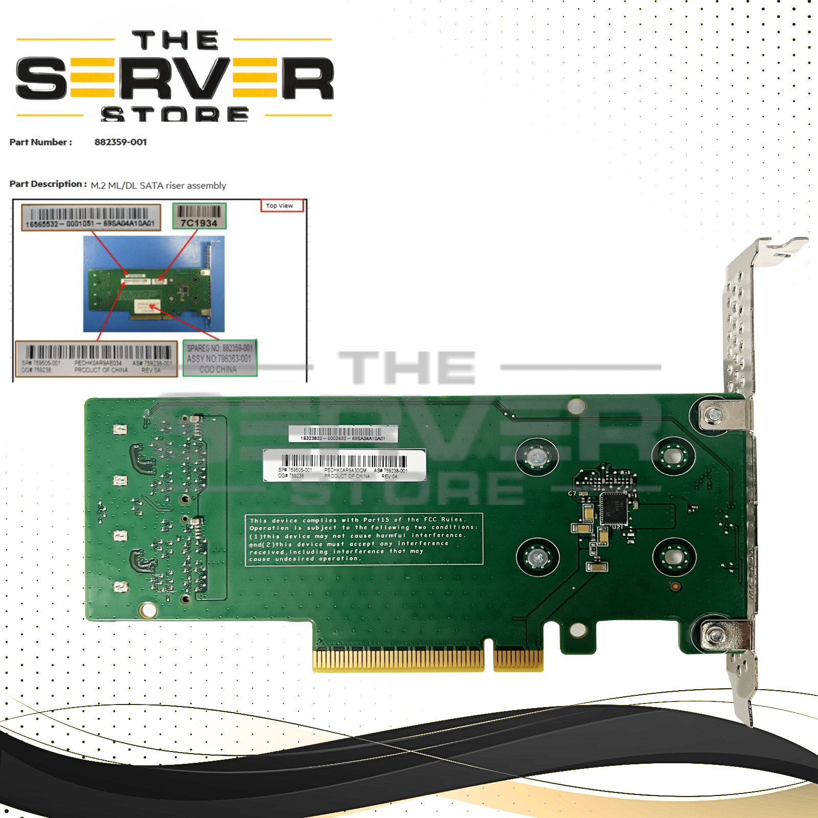 HPE SATA M.2 ML/DL Dual Drive PCIe Riser Card 798363-001