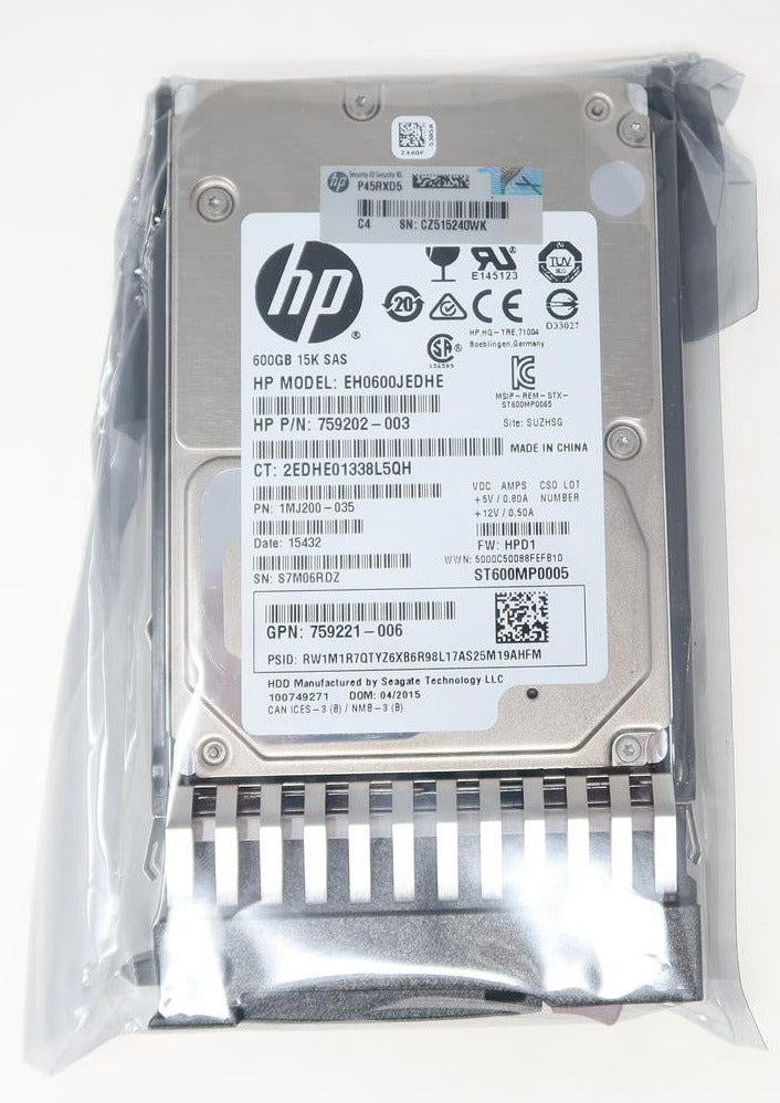 787642-001-J9F42A HPE MSA 600GB 15K SAS 12G 2.5" Hard Drive