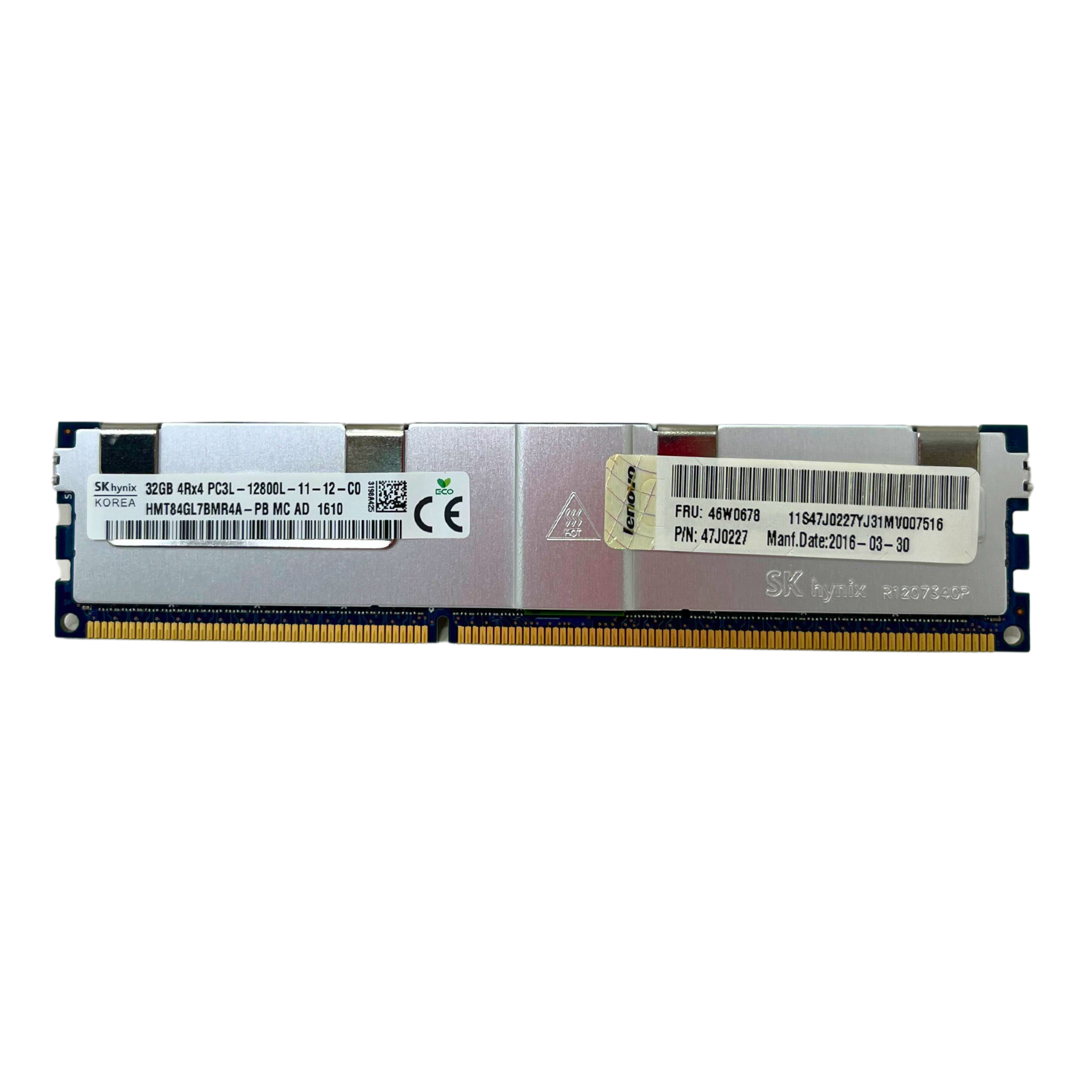 Lenovo 32GB 4Rx4 PC3L-12800L DDR3 ECC Registered Memory (47J0227)