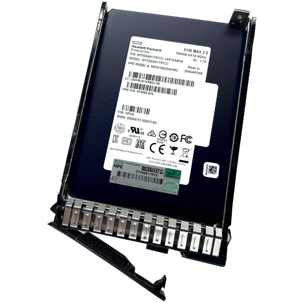 HP Generation 8 875482-009 MTFDDAK1T9TCC-1AR1ZABHA 1.92TB SATA 6Gb/s Mixed Use 3D TLC 2.5in Refurbished SSD
