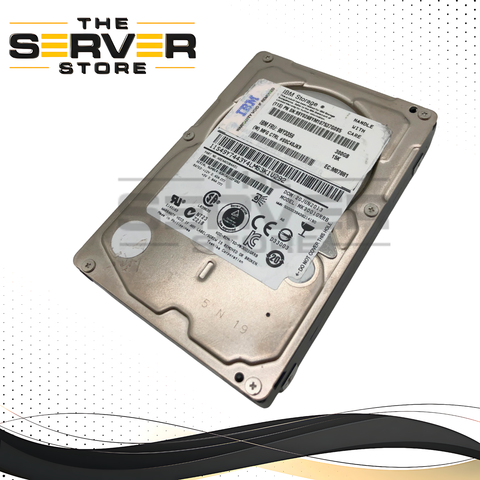 IBM Toshiba 300GB 15000RPM 6Gb/s SAS 2.5-inch SFF Enterprise Hard Disk Drive for System x Servers. P/N: HDEAA00BAA51, MK3001GRRB, 98Y3359.