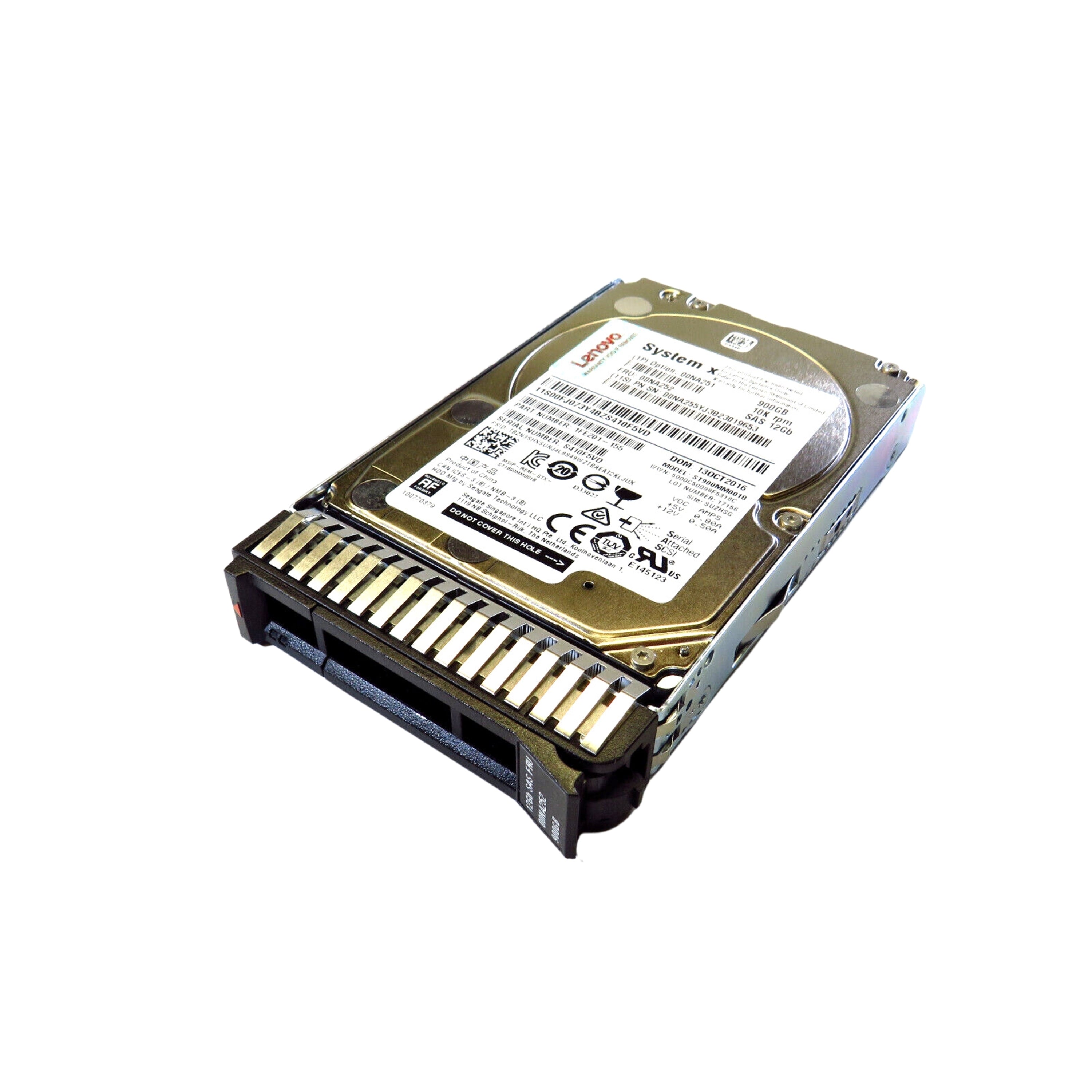 Lenovo 00NA251 2.5" 900GB 10000RPM SAS 12Gb/s Hard Disk Drive (HDD), Silver (Refurbished)