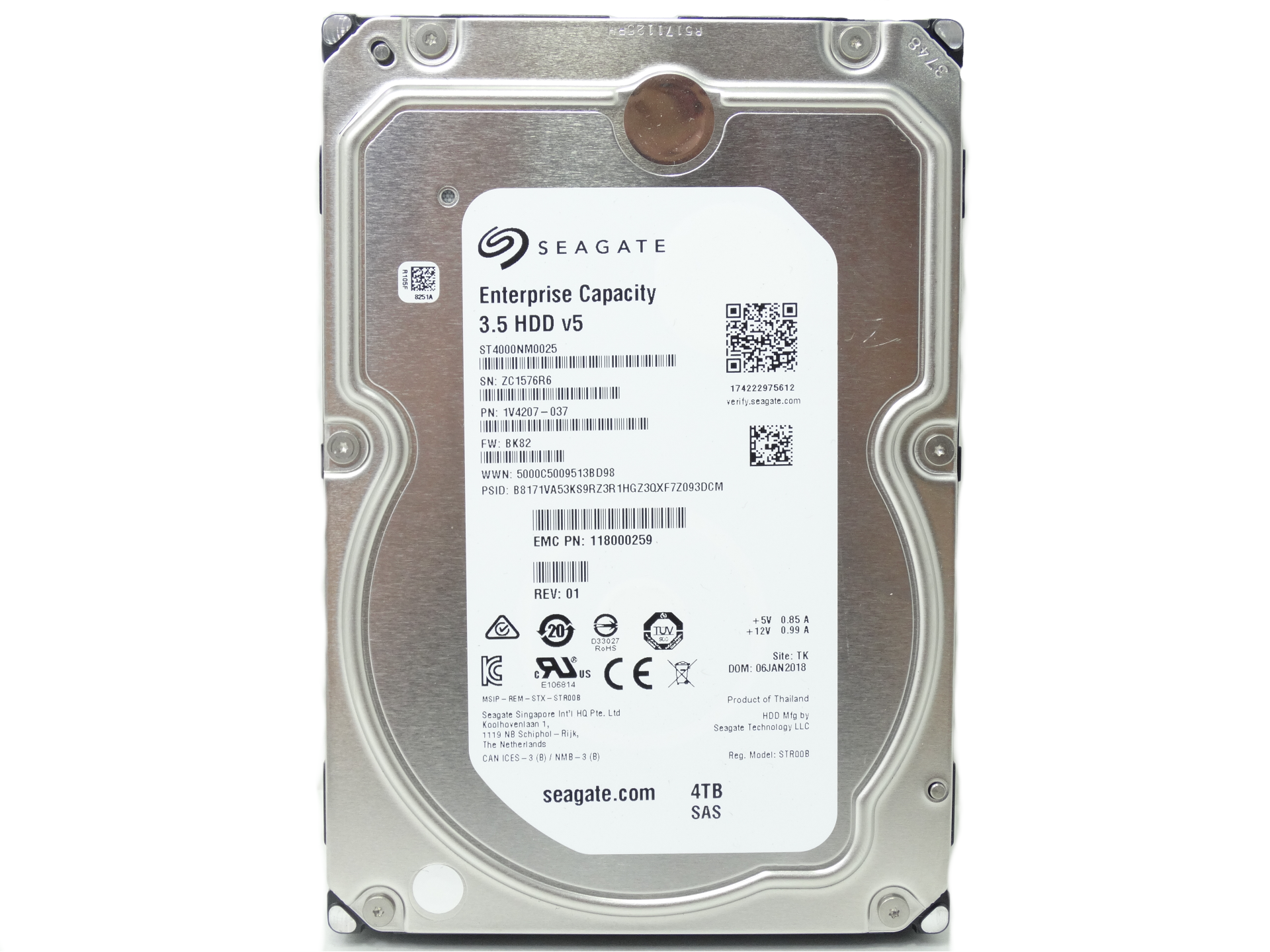 EMC 4TB 7.2K 12Gbps SAS 3.5'' HDD Hard Drive (1V4207-037)