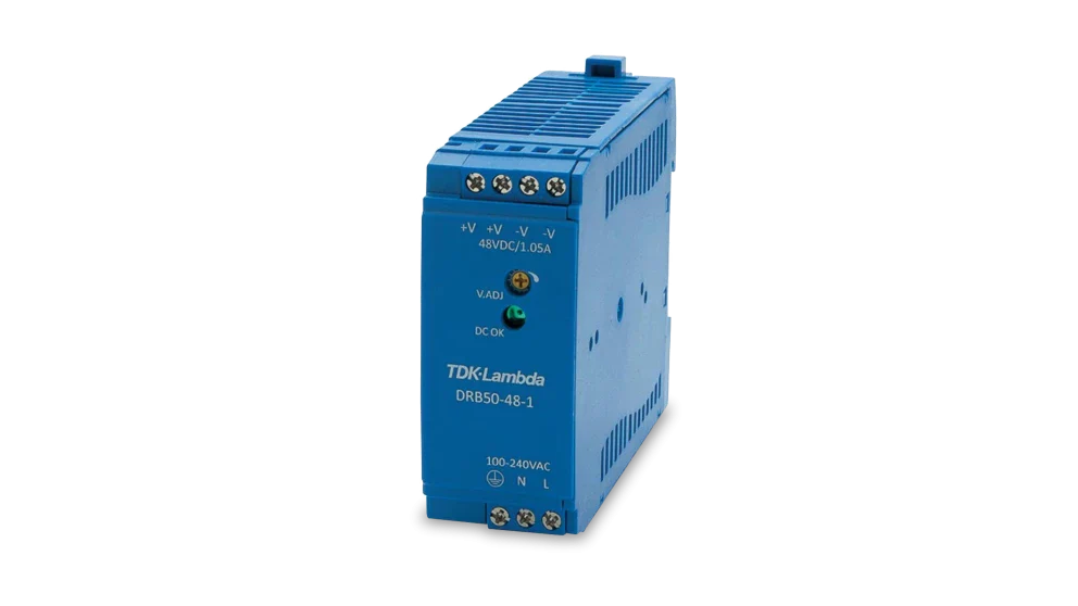 Hanwha HV-DRB50-48-1 DIN Rail Power supply. 50W DC output and 85 to 264V AC input voltage