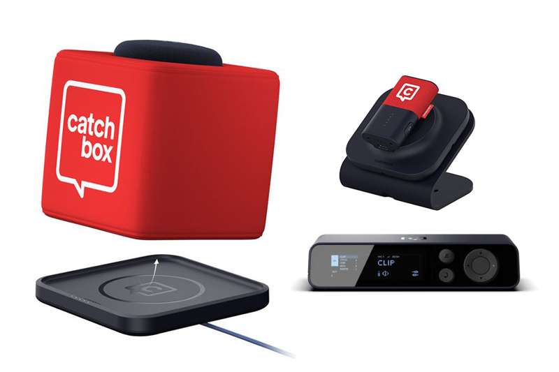 Catchbox Plus System with 4 channel Hub DSP receiver with 1 Cube, 1 Clip incl chargers, Standard - Red