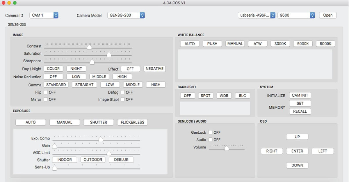 AIDA Imaging VISCA Camera Control Unit & Software