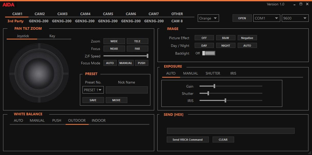 AIDA Imaging VISCA Camera Control Unit & Software